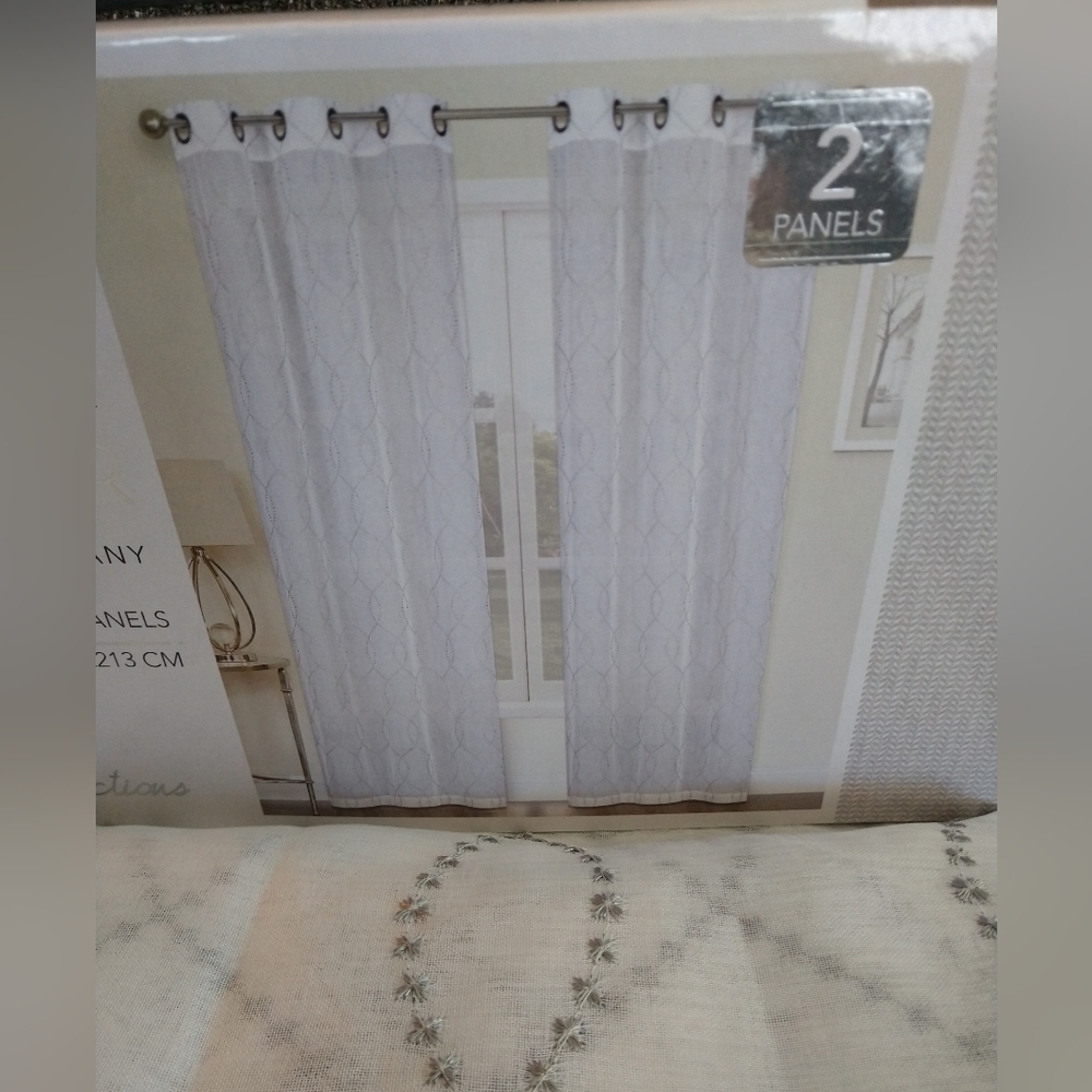 New Embroidered Grommet Sheer Panel Curtains